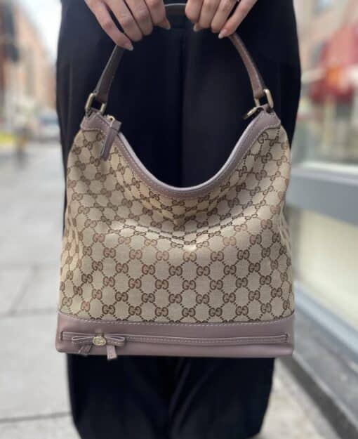 Gucci Beige GG Canvas and Leather Mayfair Hobo Shoulder Bag