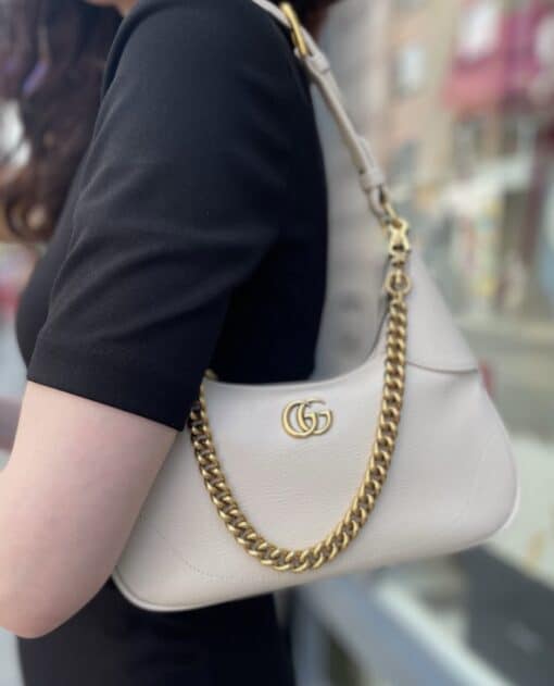 GUCCI Goatskin Small Aphrodite Shoulder Bag Mystic White - Image 16