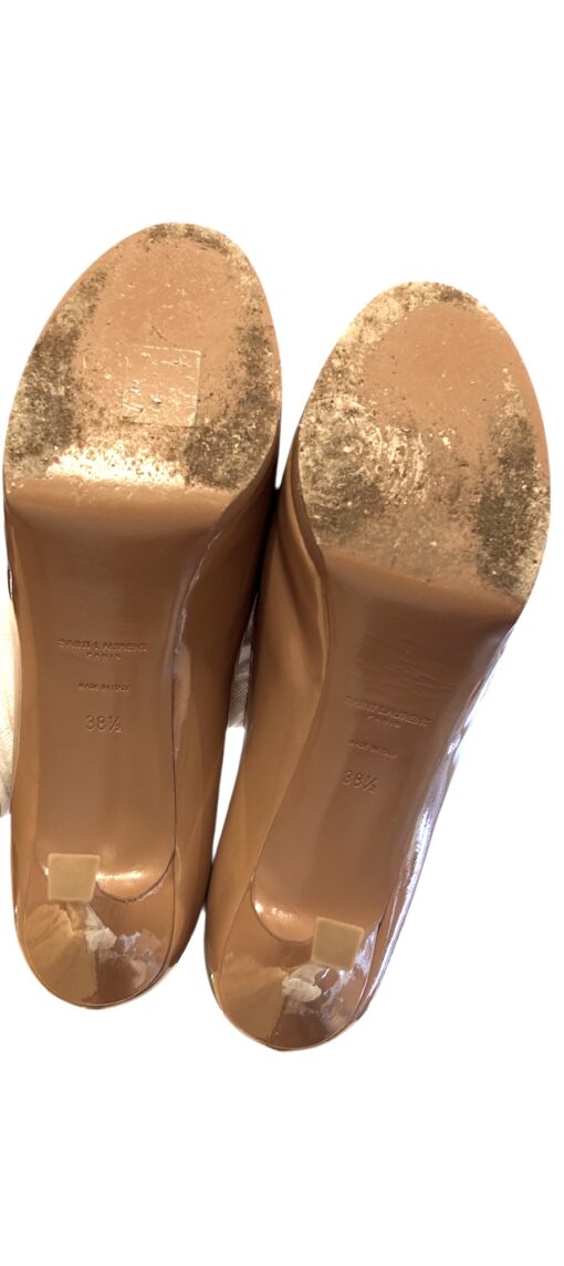 Saint Laurent Beige / Caramel Patent Leather Tribtoo Platform Pumps( Size 38.5) - Image 6