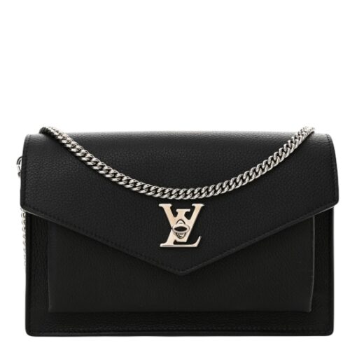 Louis Vuitton Soft Calfskin My Lockme Chain Pochette Black - Image 10