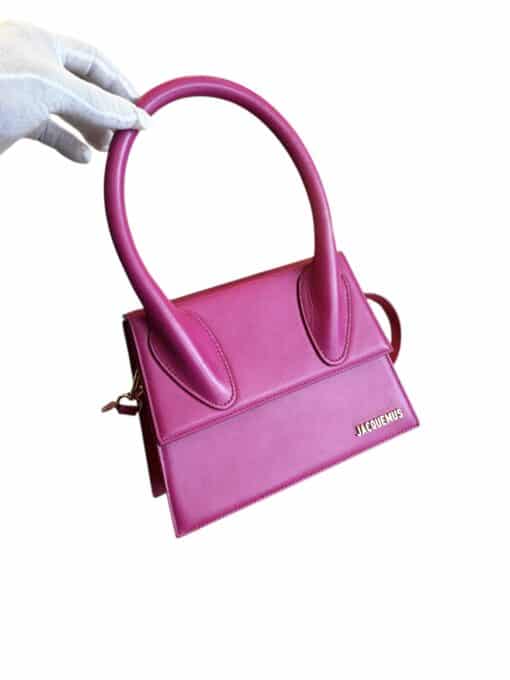 JACQUEMUS Smooth Calfskin Le Grand Chiquito Pink. - Image 7