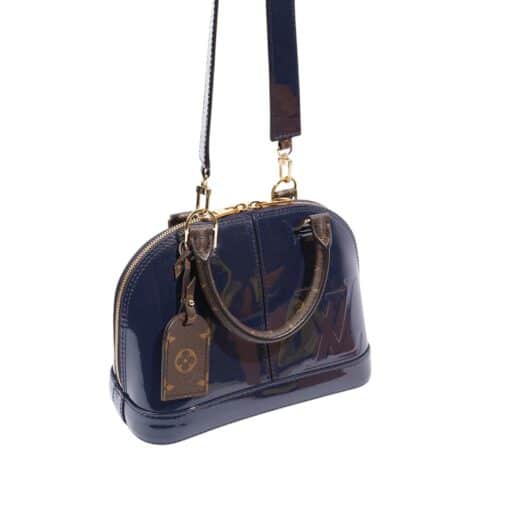 Louis Vuitton Patent leather Monogram Alma BB Marine. - Image 7