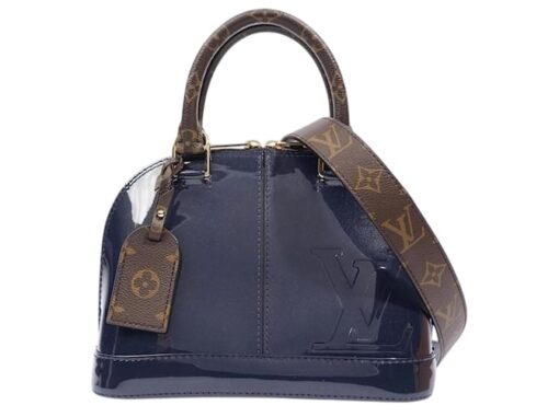 Louis Vuitton Patent leather Monogram Alma BB Marine. - Image 13
