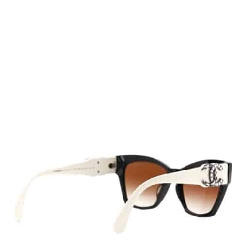 Chanel Acetate Square Cat Eye CC Sunglasses White/ beige - Image 4