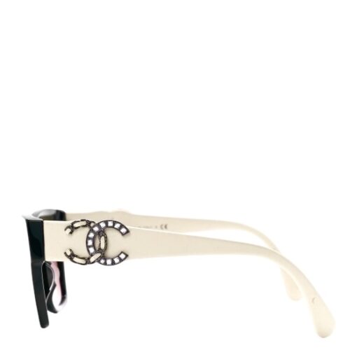 Chanel Acetate Square Cat Eye CC Sunglasses White/ beige - Image 5