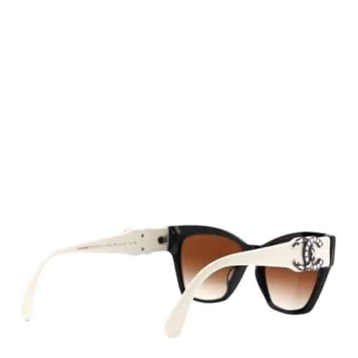 Chanel Acetate Square Cat Eye CC Sunglasses White/ beige - Image 8