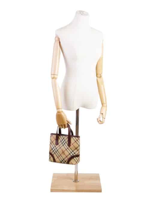 Burberry Brown Check Tote Leather/ Canvas Handbag - Image 7