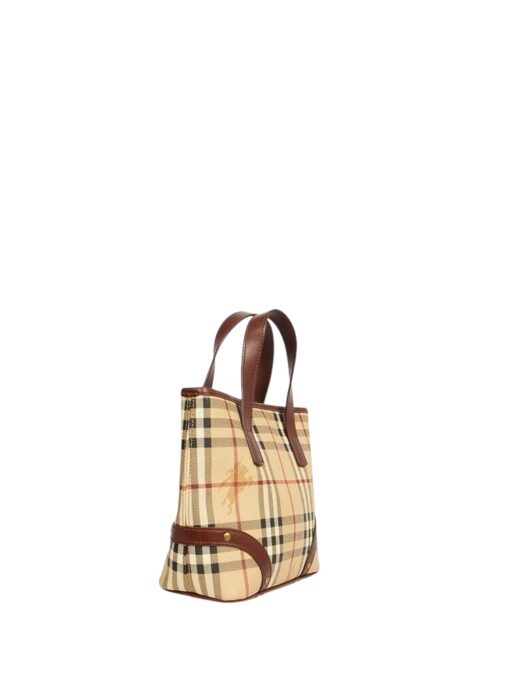 Burberry Brown Check Tote Leather/ Canvas Handbag - Image 9