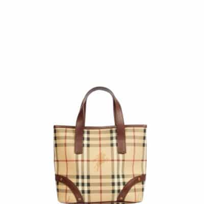 Burberry Brown Check Tote Leather/ Canvas Handbag