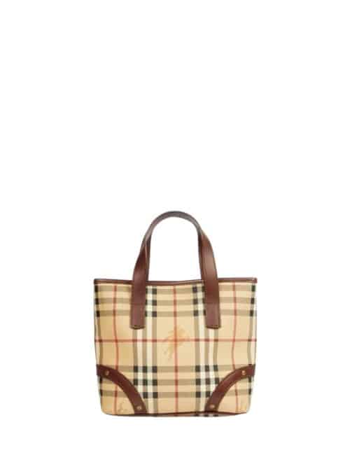 Burberry Brown Check Tote Leather/ Canvas Handbag - Image 10