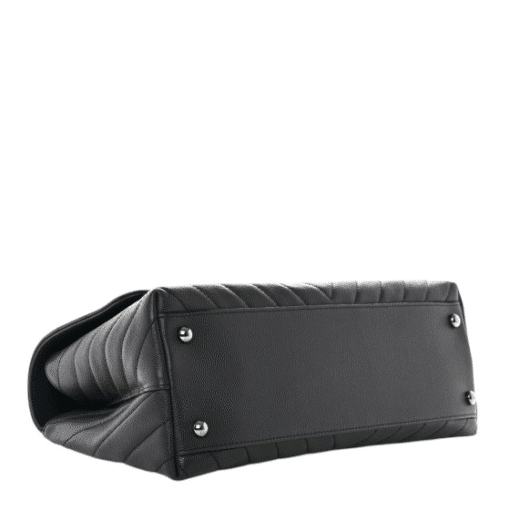 CHANEL Caviar Chevron Quilted Small Coco Top Handle Flap Dark Grey. - Image 12
