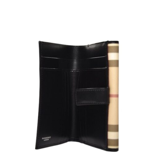 BURBERRY Nova Check Compact Wallet Black - Image 5