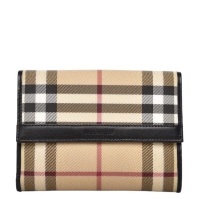 BURBERRY Nova Check Compact Wallet Black