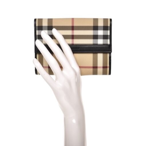 BURBERRY Nova Check Compact Wallet Black - Image 10