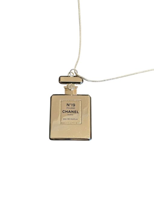 CHANEL No. 19 Perfume Bottle Long Necklace Silver - Image 4