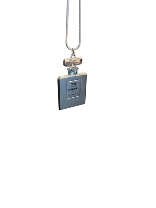 CHANEL No. 19 Perfume Bottle Long Necklace Silver - Image 6