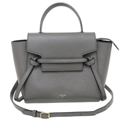 CELINE Grained Calfskin Micro Belt Bag Grey.