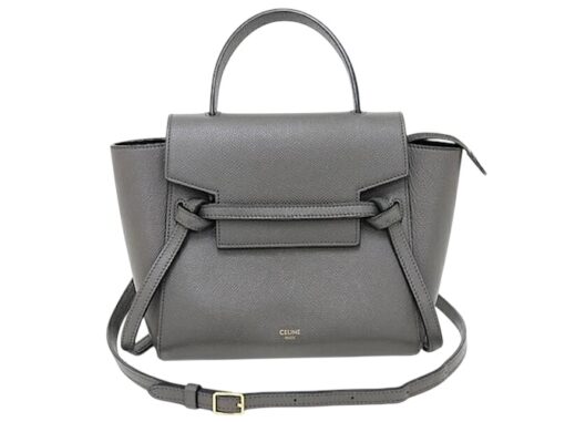 CELINE Grained Calfskin Micro Belt Bag Grey.