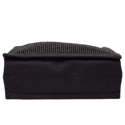 SAINT LAURENT Raffia Linen Calfskin Small Rive Gauche Tote Black - Image 7