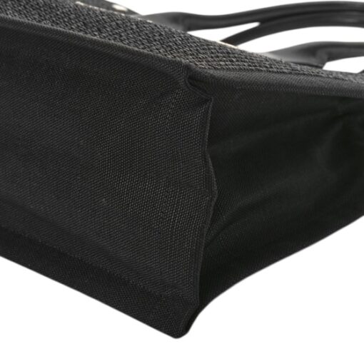 SAINT LAURENT Raffia Linen Calfskin Small Rive Gauche Tote Black - Image 8