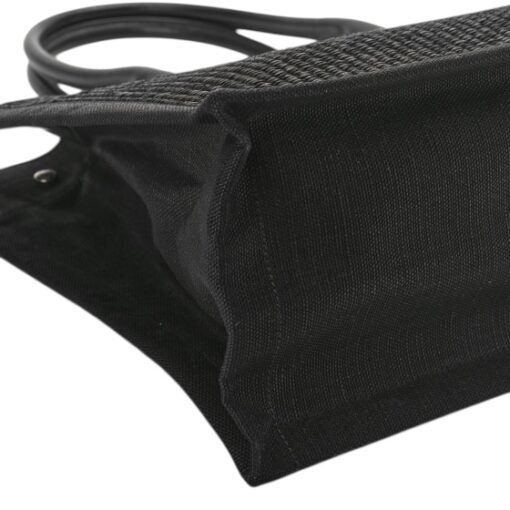 SAINT LAURENT Raffia Linen Calfskin Small Rive Gauche Tote Black - Image 9