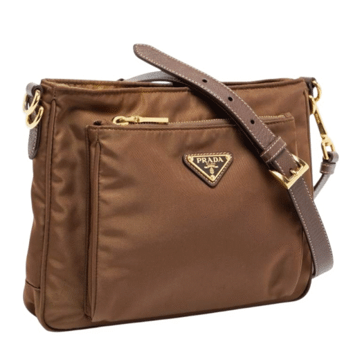 Prada Brown Tessuto Nylon and Leather Crossbody Bag. - Image 10