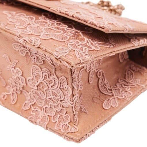 Jimmy Choo Beige/Rose pink Floral Lace Lizzie Chain Shoulder Crossbody Bag - Image 4