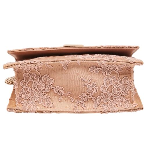Jimmy Choo Beige/Rose pink Floral Lace Lizzie Chain Shoulder Crossbody Bag - Image 5