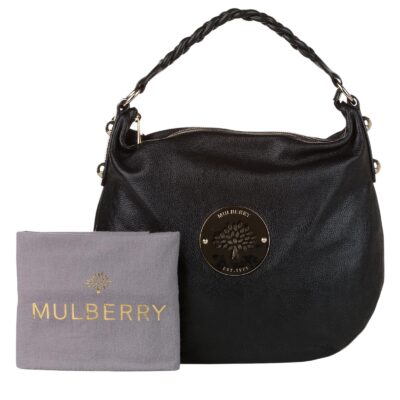 MULBERRY Soft Spongy Calfskin Medium Daria Hobo Black Shoulder Bag.
