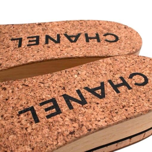CHANEL Tweed Cork CC Mule Sandal off white (Size 38) - Image 9