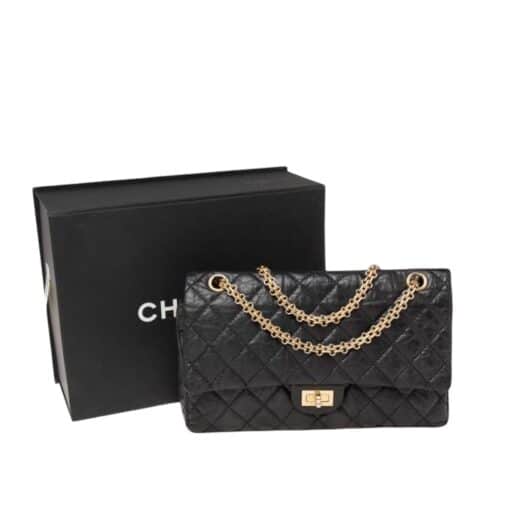 CHANEL Aged Calfskin Quilted 2.55 Reissue 227 Flap Black.