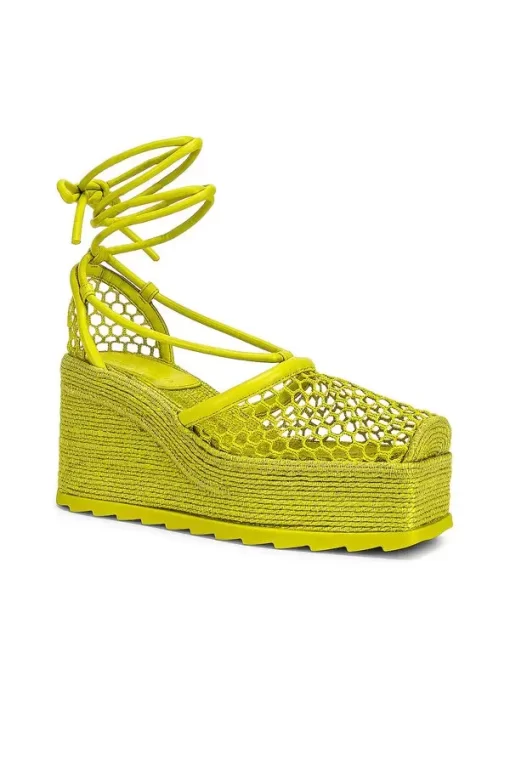 BOTTEGA VENETA Stretch Lace Up Espadrilles Kiwi (Size 37) - Image 4