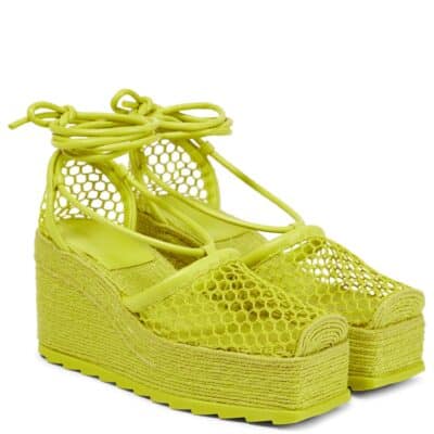 BOTTEGA VENETA Stretch Lace Up Espadrilles Kiwi (Size 37)