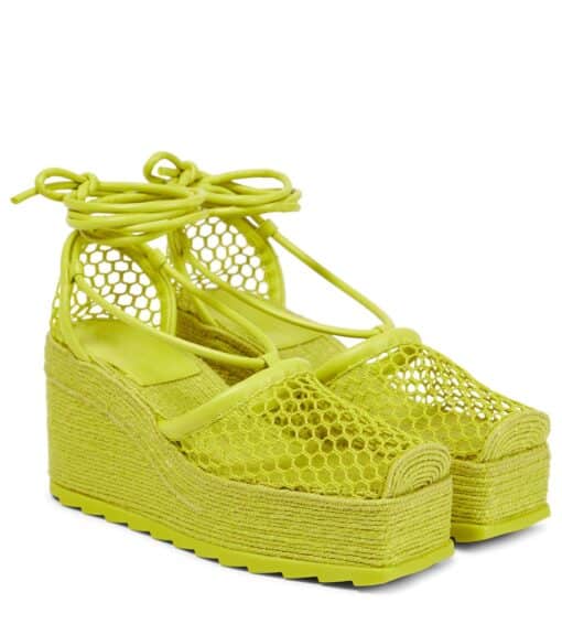 BOTTEGA VENETA Stretch Lace Up Espadrilles Kiwi (Size 37)