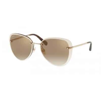 CHANEL Metal Spring Round Ladies Sunglasses Gold Brown.