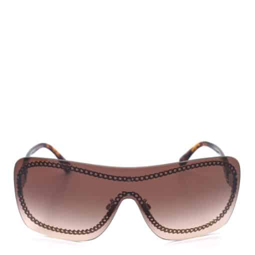 CHANEL Rimless Shield Ladies Sunglasses Gradient Tortoise - Image 2