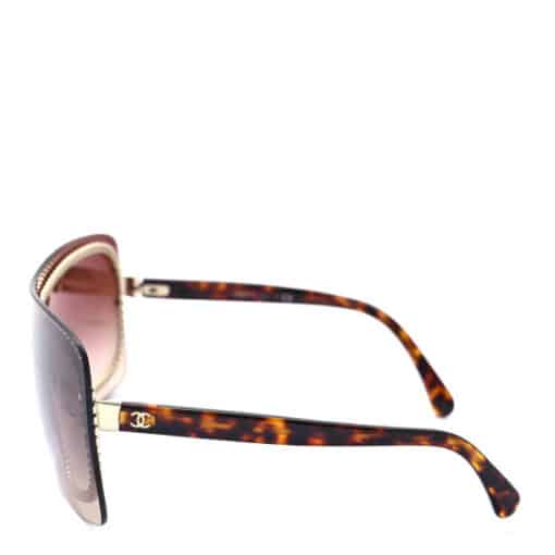 CHANEL Rimless Shield Ladies Sunglasses Gradient Tortoise - Image 3
