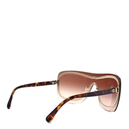 CHANEL Rimless Shield Ladies Sunglasses Gradient Tortoise - Image 4