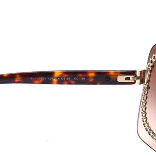 CHANEL Rimless Shield Ladies Sunglasses Gradient Tortoise - Image 6