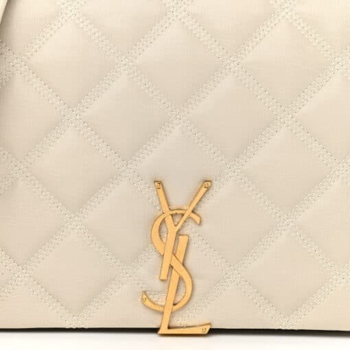 SAINT LAURENT Quilted Leather Becky Chain in Beige - Image 2