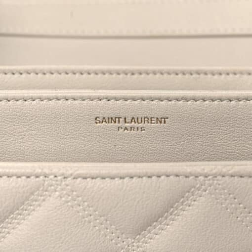 SAINT LAURENT Quilted Leather Becky Chain in Beige - Image 5