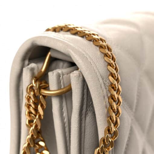 SAINT LAURENT Quilted Leather Becky Chain in Beige - Image 8