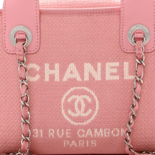 CHANEL Canvas Deauville Small Bowling Bag Pink - Image 10