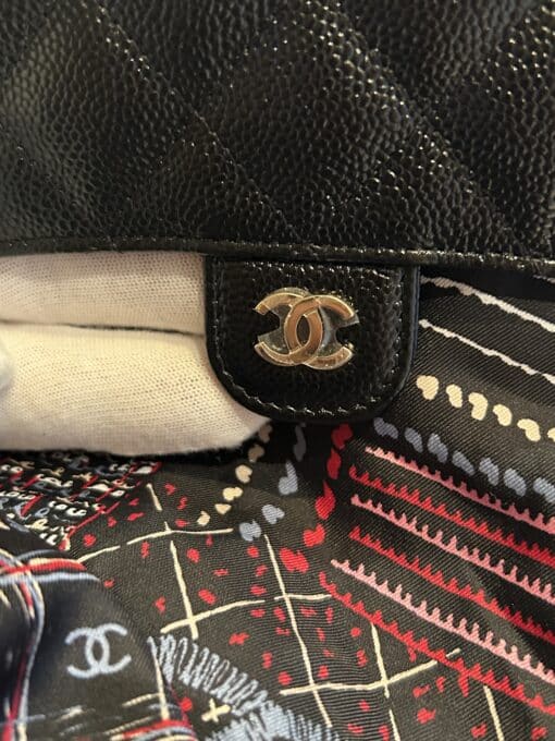 Chanel Black Quilted Caviar bag with Chain and Foldable Tote Bag Pale Gold Hardware - Image 2
