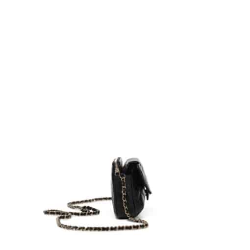 Chanel Black Quilted Caviar bag with Chain and Foldable Tote Bag Pale Gold Hardware - Image 3