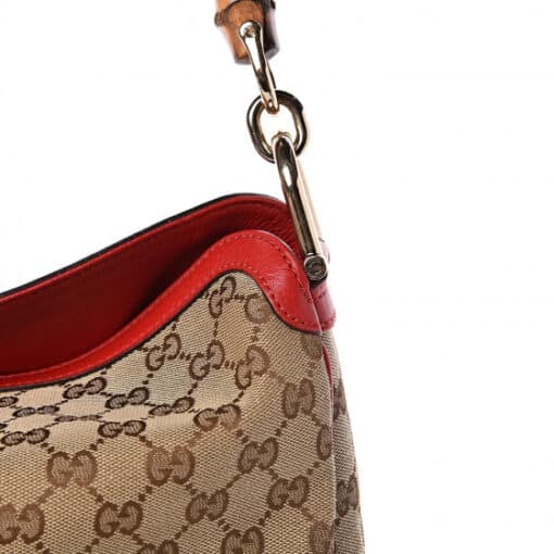 GUCCI Monogram Medium Diana Bamboo Shoulder Bag Red - Image 4