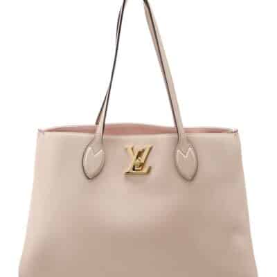 Louis Vuitton Grained Calfskin Lockme Shopper Greige