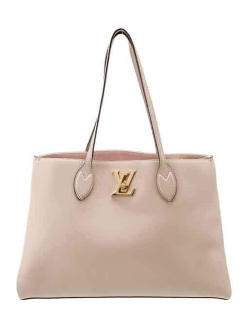 Louis Vuitton Grained Calfskin Lockme Shopper Greige