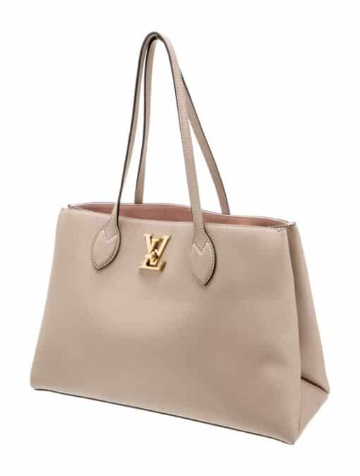 Louis Vuitton Grained Calfskin Lockme Shopper Greige - Image 4