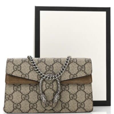 GUCCI GG Supreme Monogram Super Mini Dionysus Bag in Taupe